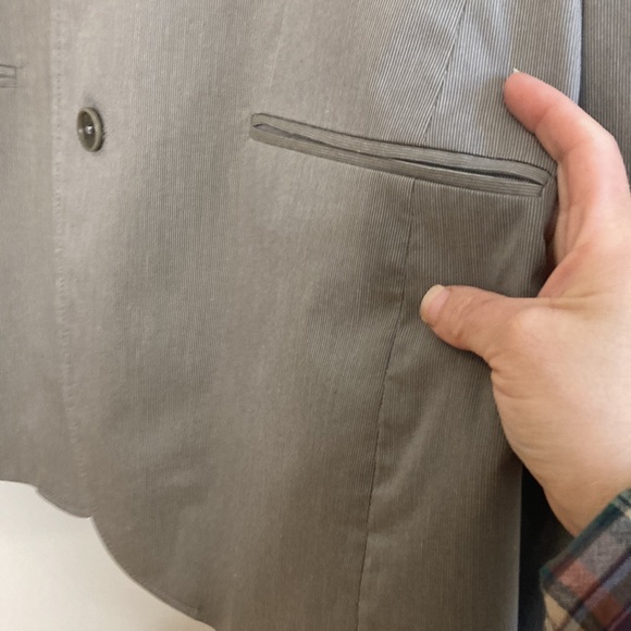 John Varvatos Blazer Mens 40 Gray Stripe Single Breast Light Unstructured Jacket - Picture 8 of 15